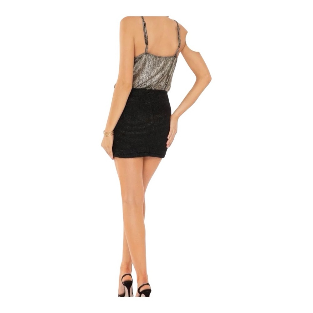 Bishop + Young Cavalli Black Tweed Mini Skirt with Gold Button- XS - Picture 3 of 9